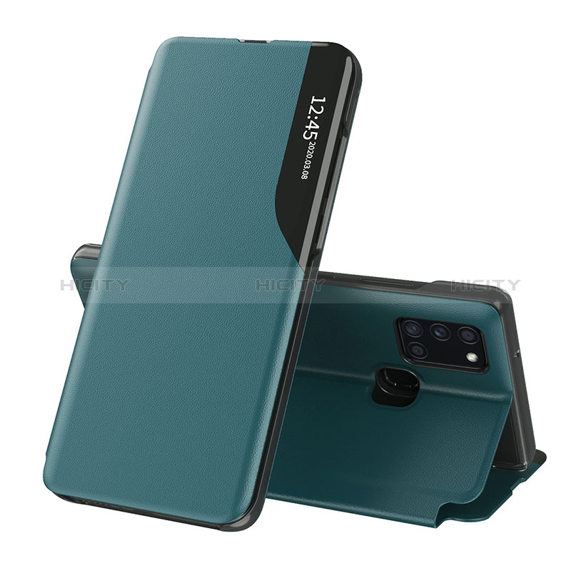 Custodia Portafoglio In Pelle Cover con Supporto QH1 per Samsung Galaxy A21s Verde