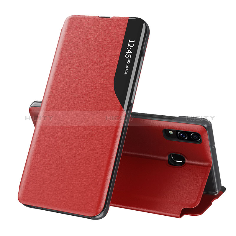 Custodia Portafoglio In Pelle Cover con Supporto QH1 per Samsung Galaxy A30 Rosso