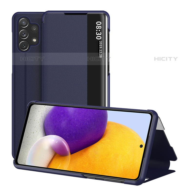 Custodia Portafoglio In Pelle Cover con Supporto QH1 per Samsung Galaxy M32 5G Blu