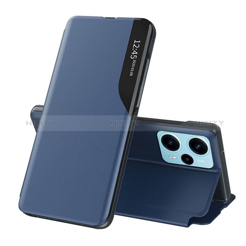 Custodia Portafoglio In Pelle Cover con Supporto QH1 per Xiaomi Poco F5 5G Blu