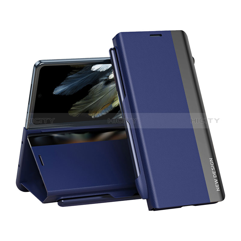 Custodia Portafoglio In Pelle Cover con Supporto QH2 per OnePlus Open 5G Blu