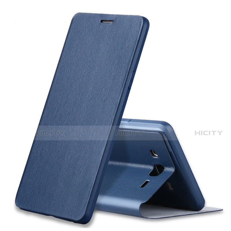 Custodia Portafoglio In Pelle Cover con Supporto S01 per Samsung Galaxy On7 Pro Blu