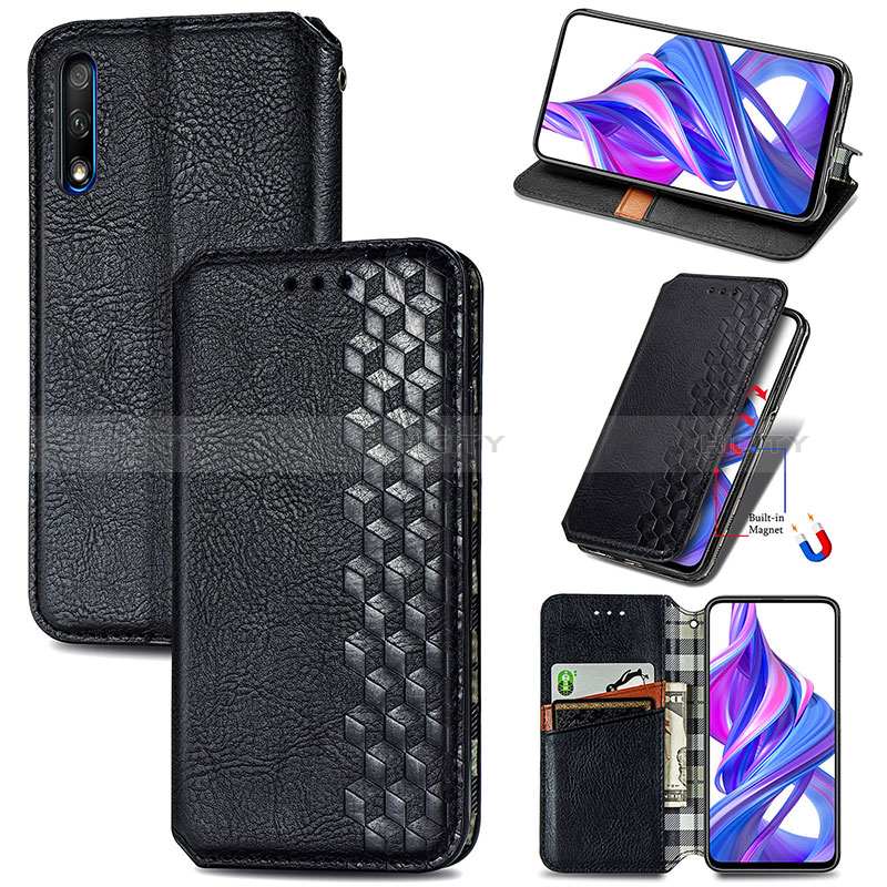 Custodia Portafoglio In Pelle Cover con Supporto S01D per Huawei Honor 9X