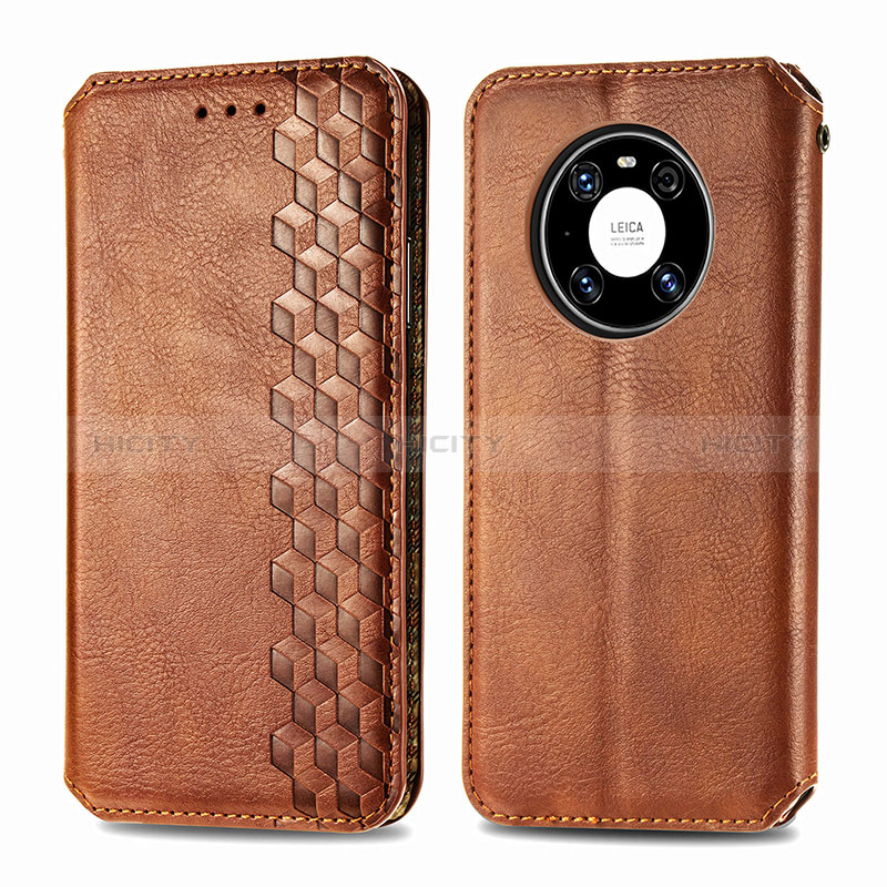 Custodia Portafoglio In Pelle Cover con Supporto S01D per Huawei Mate 40 Pro Marrone