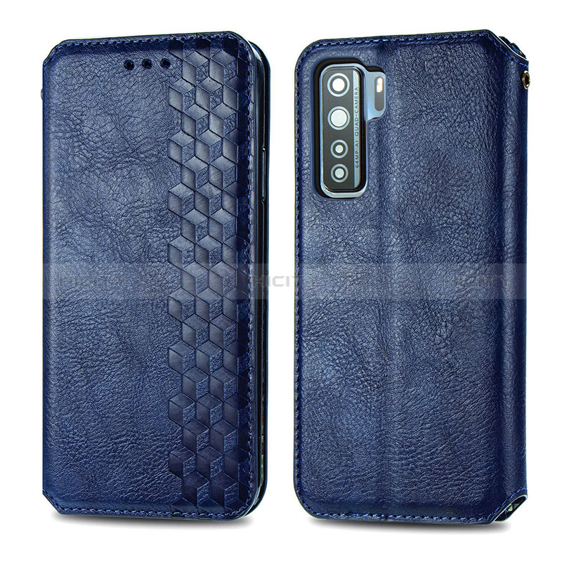 Custodia Portafoglio In Pelle Cover con Supporto S01D per Huawei P40 Lite 5G Blu