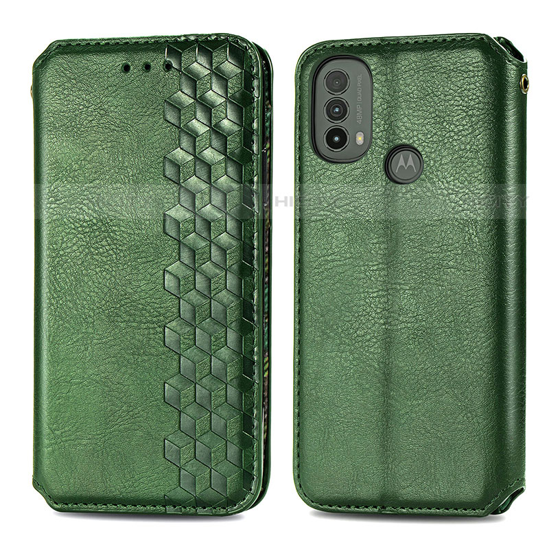Custodia Portafoglio In Pelle Cover con Supporto S01D per Motorola Moto E40 Verde