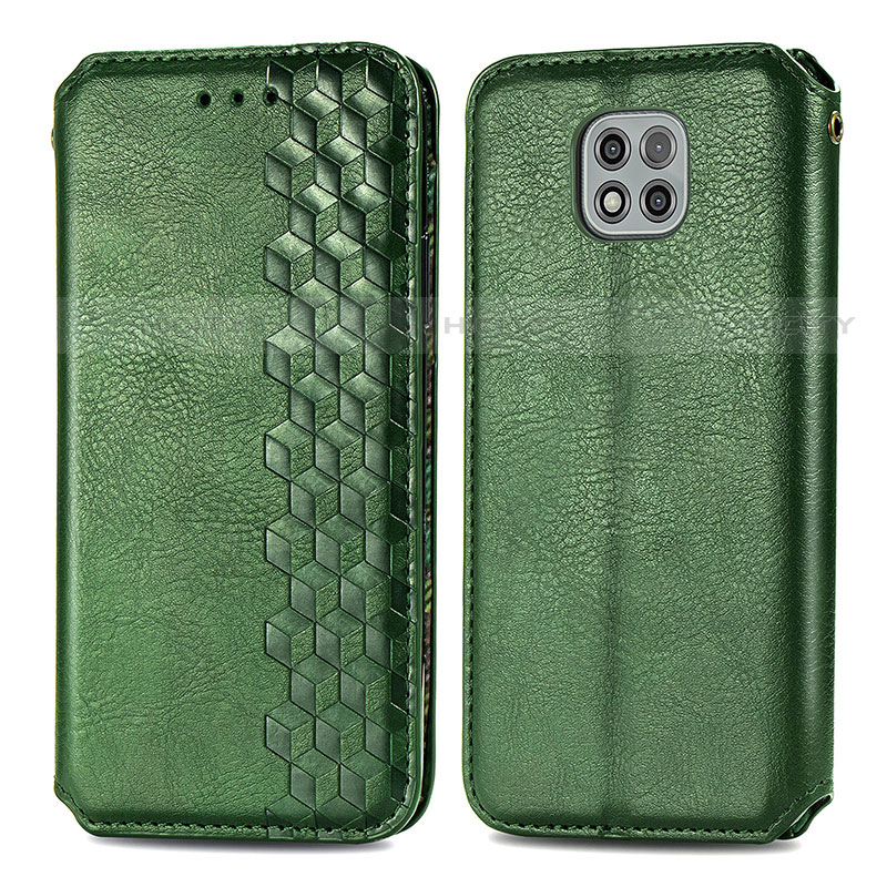 Custodia Portafoglio In Pelle Cover con Supporto S01D per Motorola Moto G Power (2021) Verde