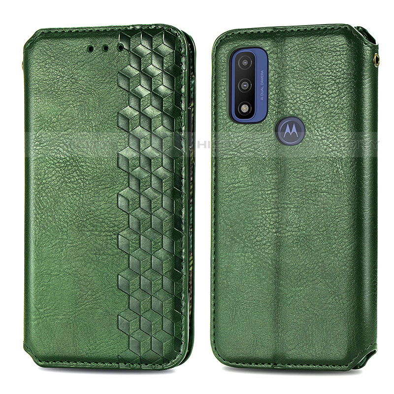 Custodia Portafoglio In Pelle Cover con Supporto S01D per Motorola Moto G Pure Verde