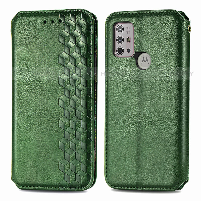 Custodia Portafoglio In Pelle Cover con Supporto S01D per Motorola Moto G10 Verde