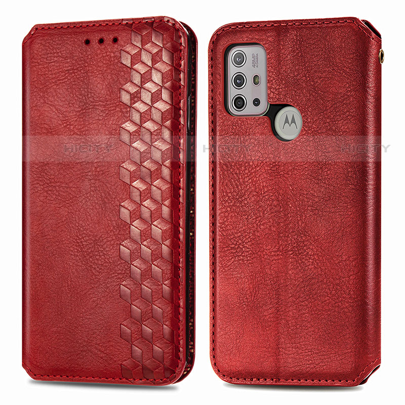 Custodia Portafoglio In Pelle Cover con Supporto S01D per Motorola Moto G20 Rosso