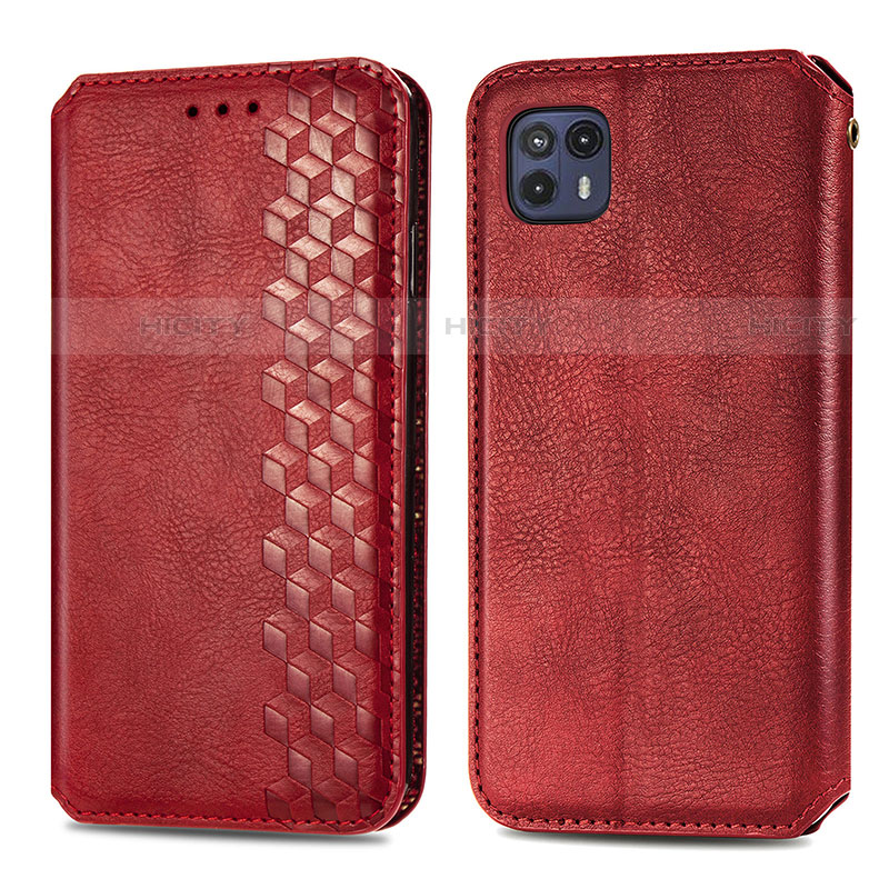 Custodia Portafoglio In Pelle Cover con Supporto S01D per Motorola Moto G50 5G Rosso