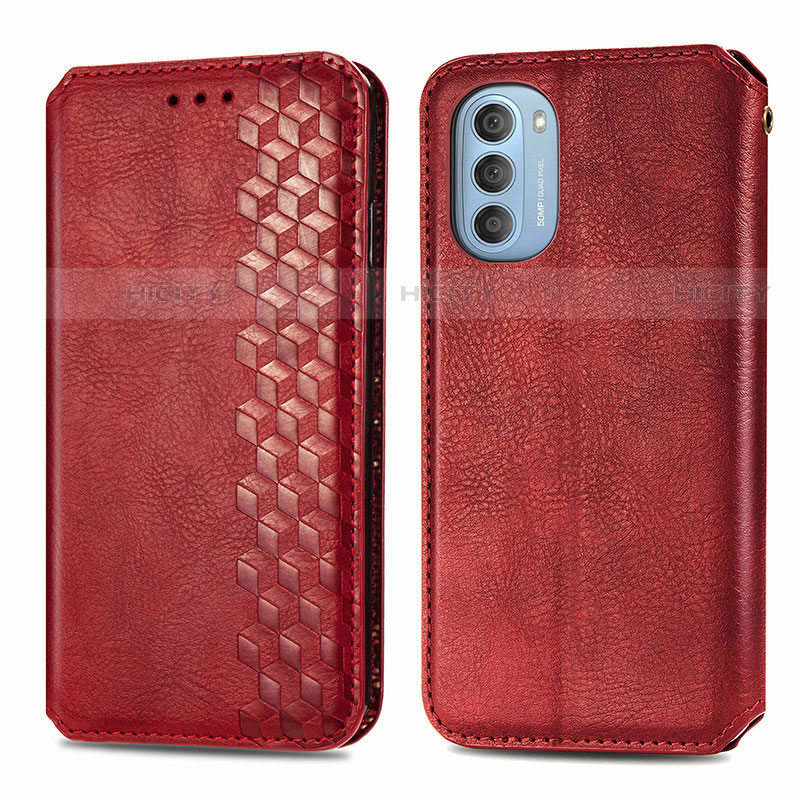 Custodia Portafoglio In Pelle Cover con Supporto S01D per Motorola Moto G51 5G Rosso