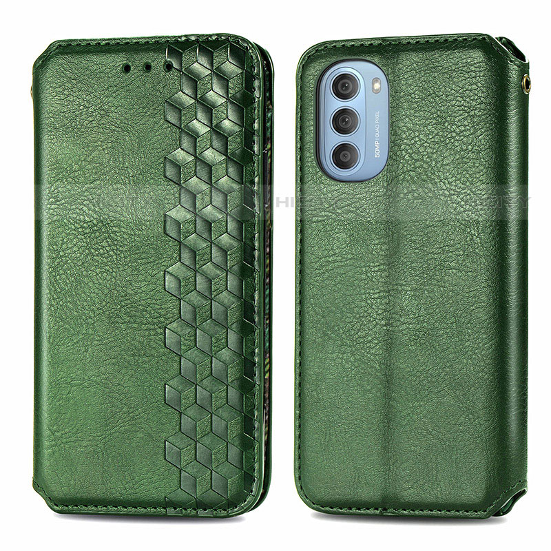 Custodia Portafoglio In Pelle Cover con Supporto S01D per Motorola Moto G51 5G Verde