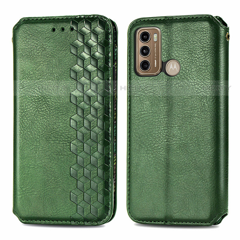 Custodia Portafoglio In Pelle Cover con Supporto S01D per Motorola Moto G60 Verde