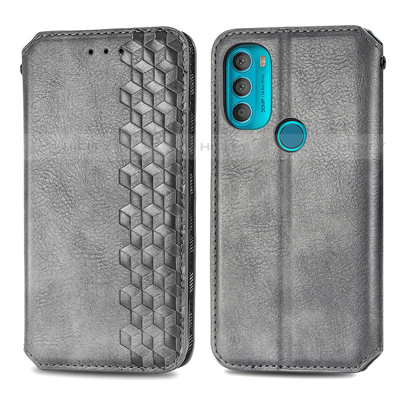 Custodia Portafoglio In Pelle Cover con Supporto S01D per Motorola Moto G71 5G Grigio