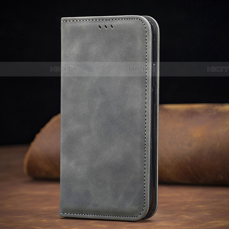 Custodia Portafoglio In Pelle Cover con Supporto S01D per Samsung Galaxy A01 SM-A015 Grigio