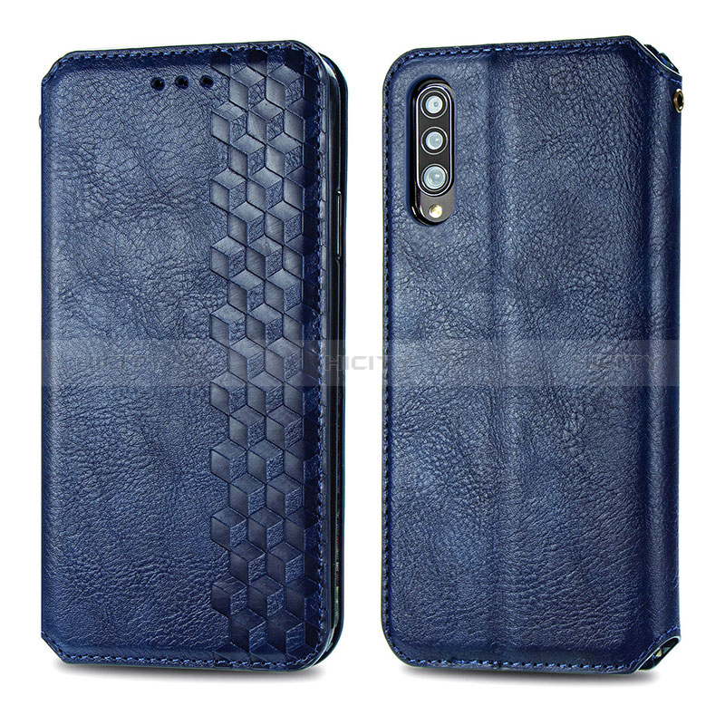 Custodia Portafoglio In Pelle Cover con Supporto S01D per Samsung Galaxy A70 Blu