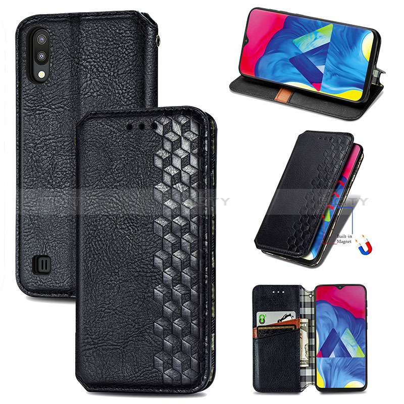 Custodia Portafoglio In Pelle Cover con Supporto S01D per Samsung Galaxy M10