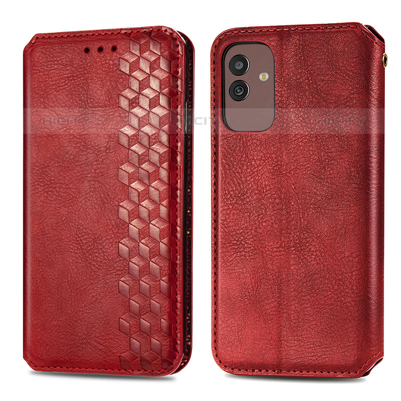 Custodia Portafoglio In Pelle Cover con Supporto S01D per Samsung Galaxy M13 5G Rosso