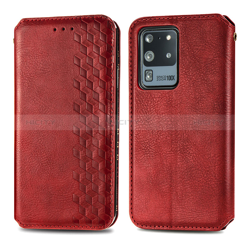 Custodia Portafoglio In Pelle Cover con Supporto S01D per Samsung Galaxy S20 Ultra 5G Rosso