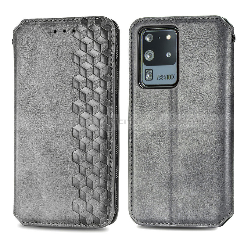 Custodia Portafoglio In Pelle Cover con Supporto S01D per Samsung Galaxy S20 Ultra Grigio