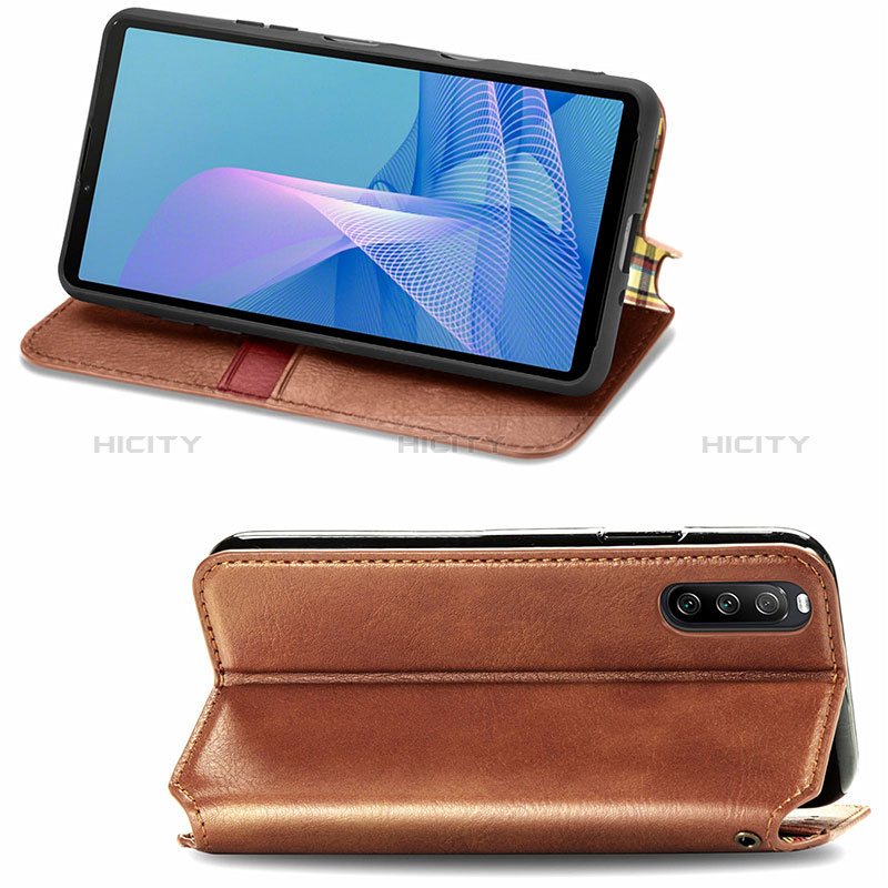 Custodia Portafoglio In Pelle Cover con Supporto S01D per Sony Xperia 10 III