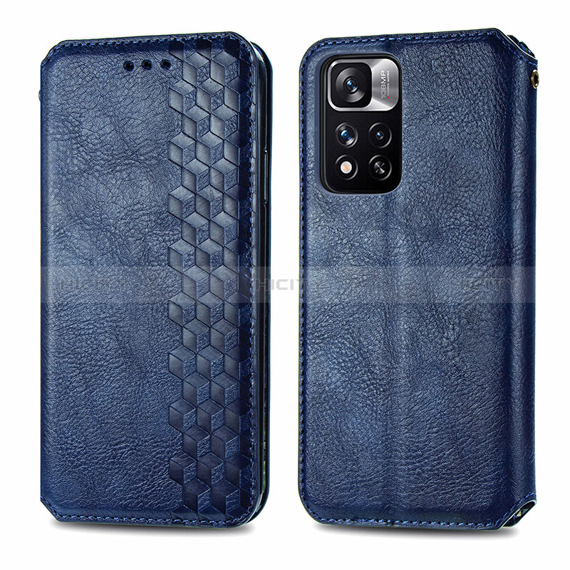 Custodia Portafoglio In Pelle Cover con Supporto S01D per Xiaomi Redmi Note 11 Pro+ Plus 5G Blu