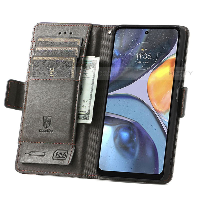 Custodia Portafoglio In Pelle Cover con Supporto S02D per Motorola Moto G22