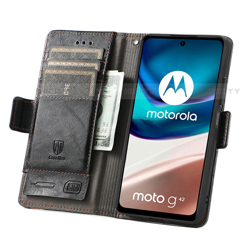 Custodia Portafoglio In Pelle Cover con Supporto S02D per Motorola Moto G42