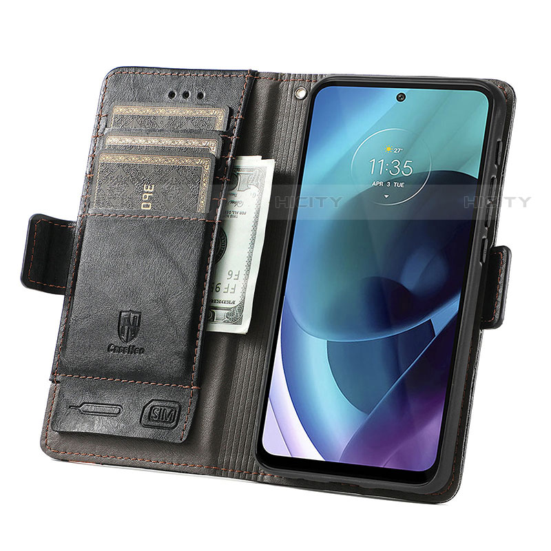 Custodia Portafoglio In Pelle Cover con Supporto S02D per Motorola Moto G71 5G