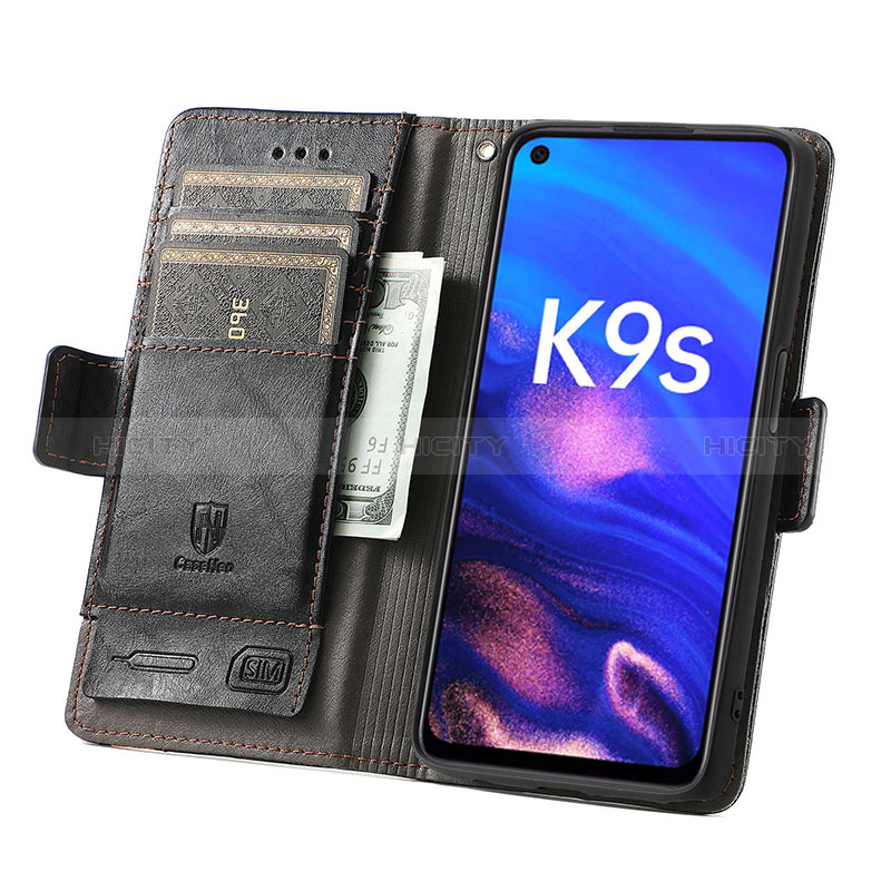 Custodia Portafoglio In Pelle Cover con Supporto S02D per Oppo K9S 5G