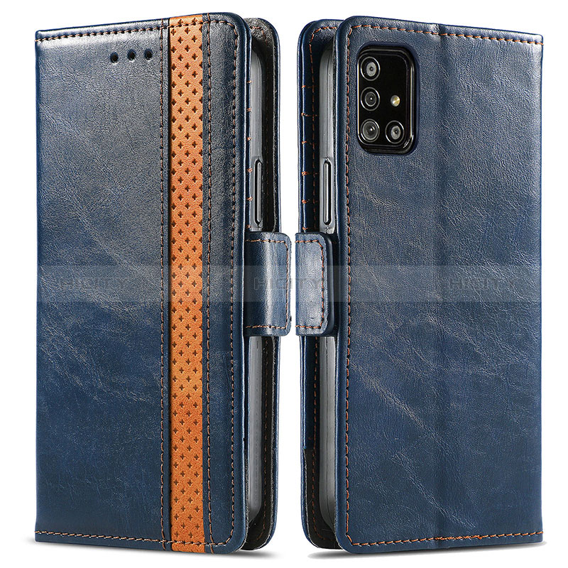 Custodia Portafoglio In Pelle Cover con Supporto S02D per Samsung Galaxy A51 4G Blu
