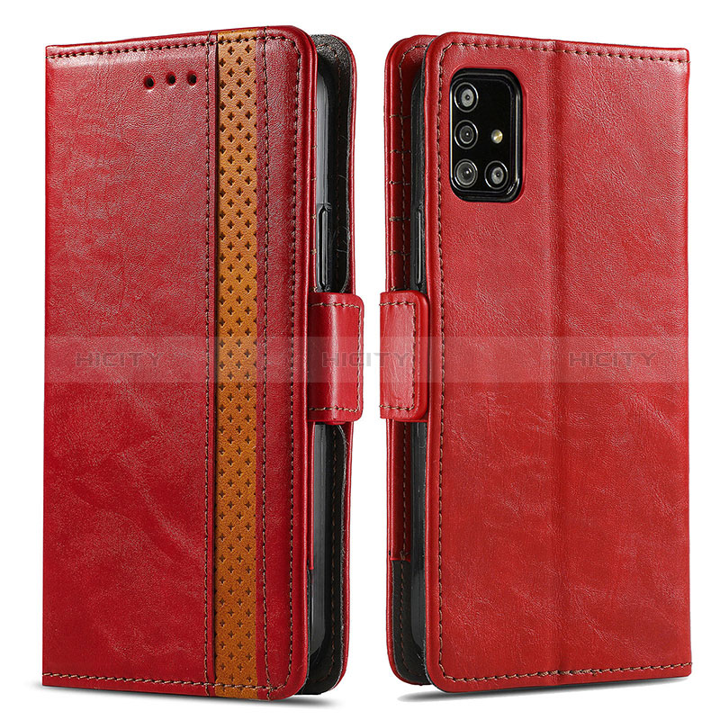 Custodia Portafoglio In Pelle Cover con Supporto S02D per Samsung Galaxy A51 4G Rosso