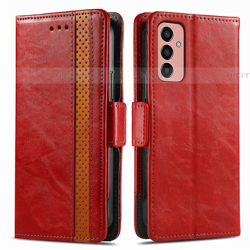 Custodia Portafoglio In Pelle Cover con Supporto S02D per Samsung Galaxy M13 4G Rosso