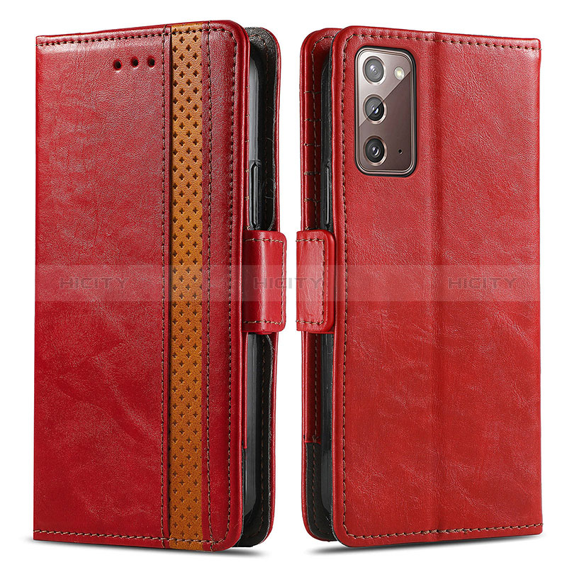Custodia Portafoglio In Pelle Cover con Supporto S02D per Samsung Galaxy Note 20 5G Rosso