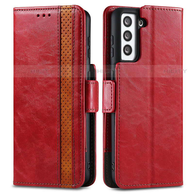 Custodia Portafoglio In Pelle Cover con Supporto S02D per Samsung Galaxy S21 5G Rosso