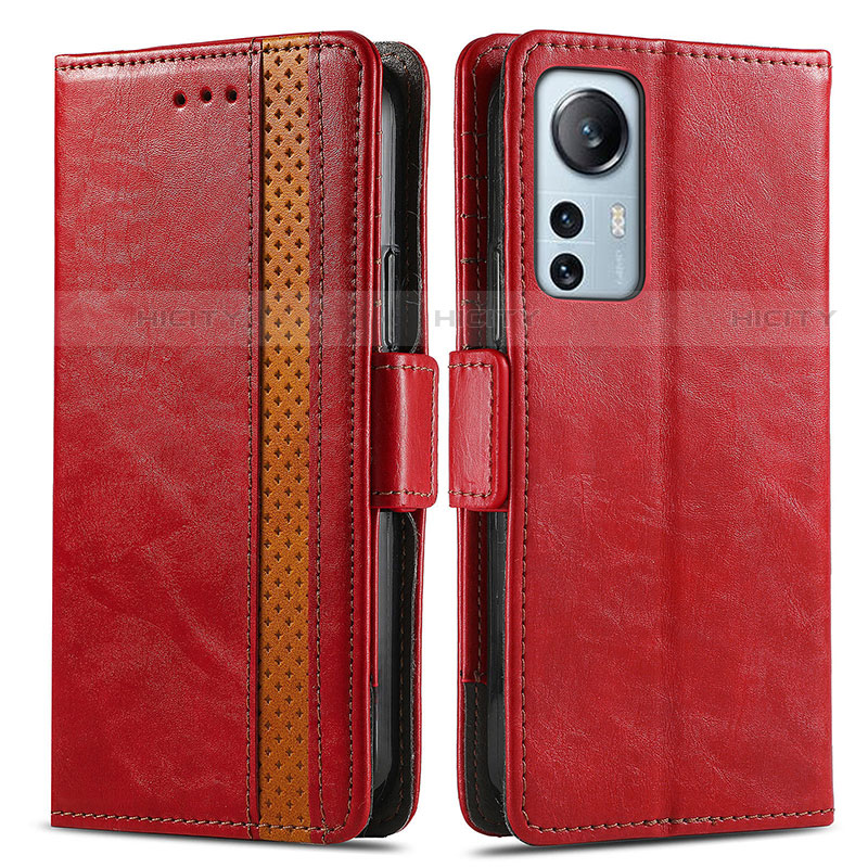 Custodia Portafoglio In Pelle Cover con Supporto S02D per Xiaomi Mi 12 Pro 5G Rosso