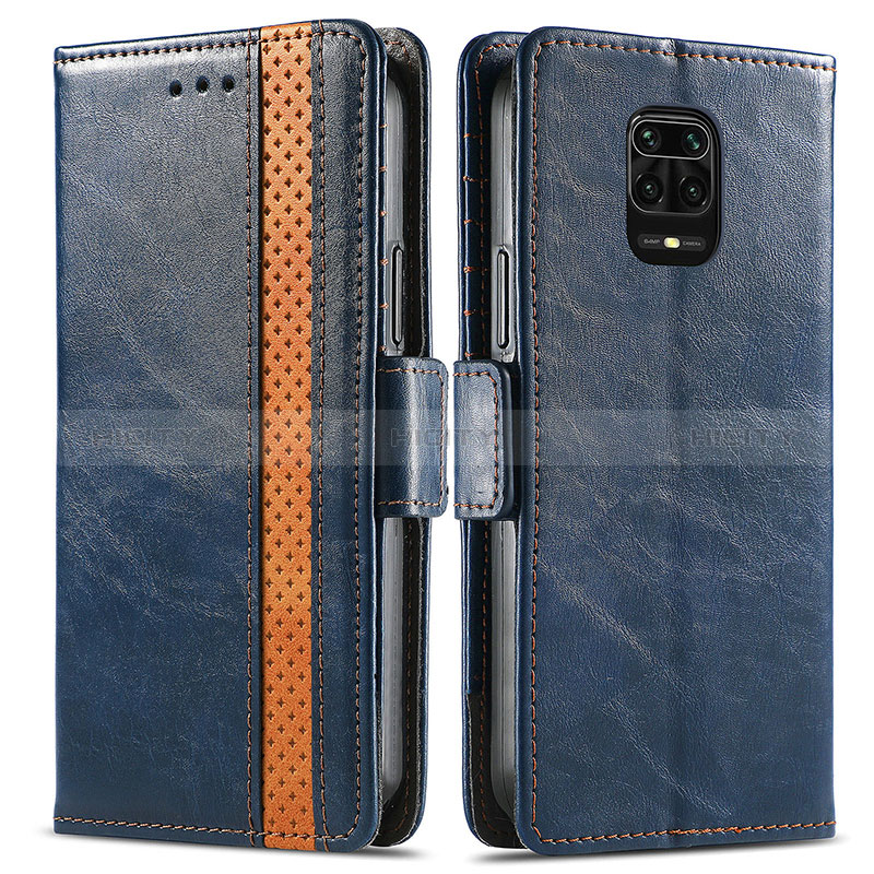 Custodia Portafoglio In Pelle Cover con Supporto S02D per Xiaomi Redmi Note 9 Pro Blu