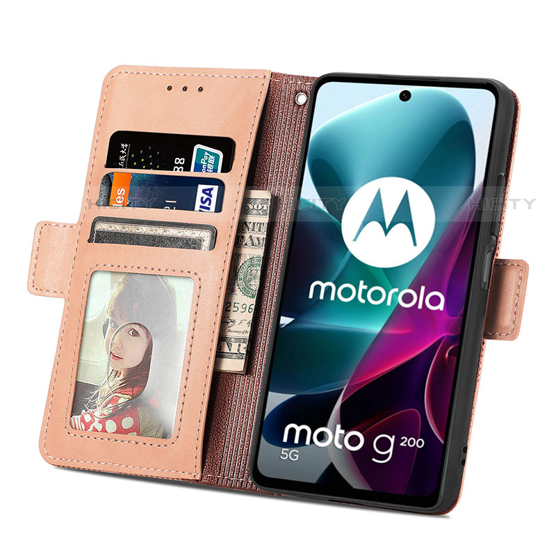 Custodia Portafoglio In Pelle Cover con Supporto S03D per Motorola Moto G200 5G