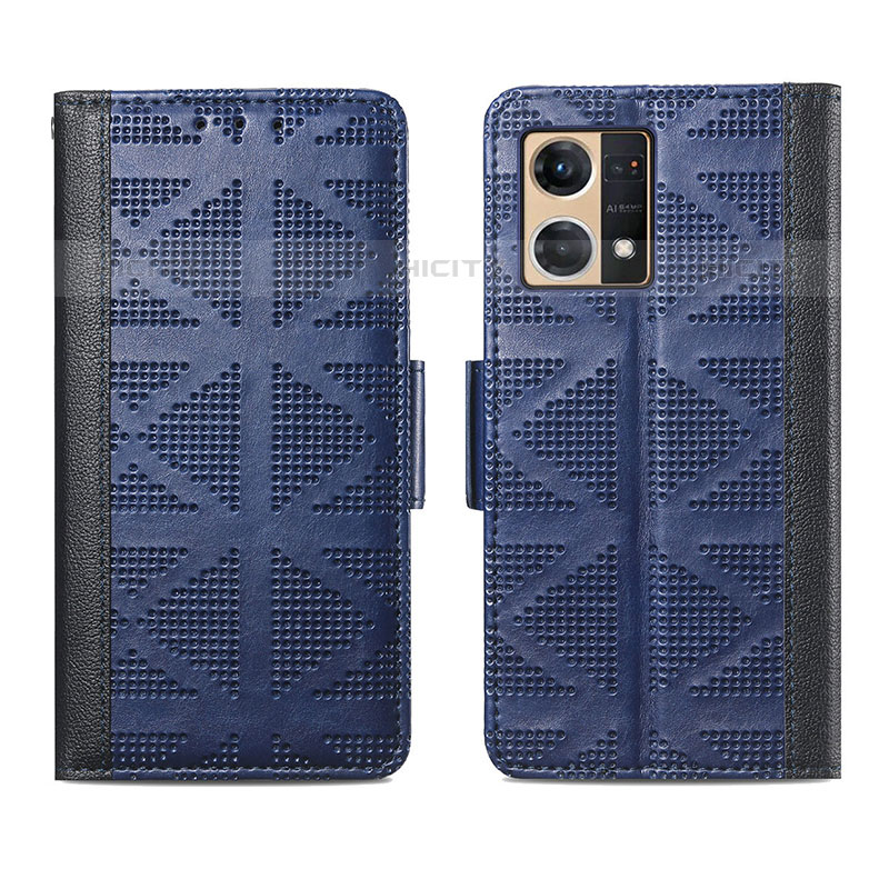 Custodia Portafoglio In Pelle Cover con Supporto S03D per Oppo F21 Pro 4G Blu