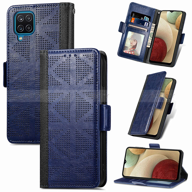 Custodia Portafoglio In Pelle Cover con Supporto S03D per Samsung Galaxy M12