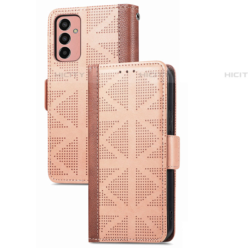 Custodia Portafoglio In Pelle Cover con Supporto S03D per Samsung Galaxy M13 4G Marrone Chiaro