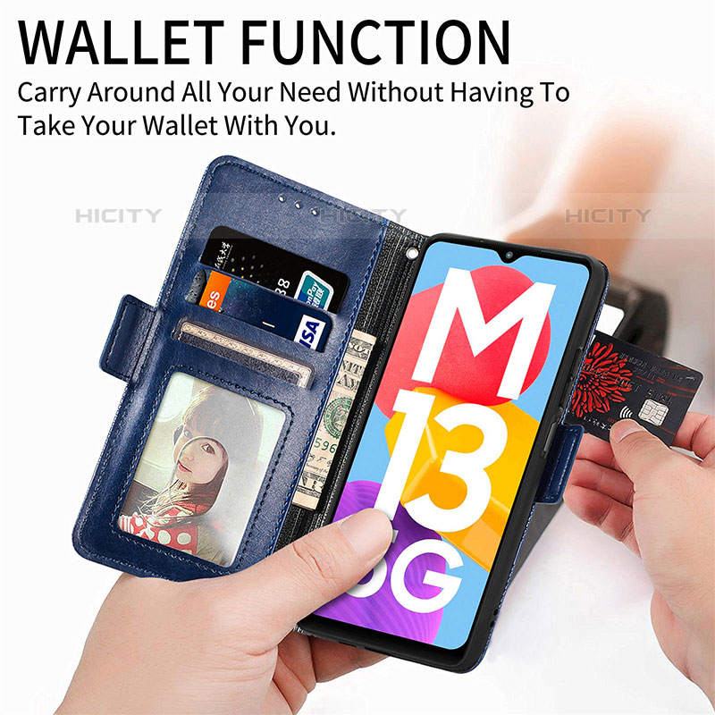 Custodia Portafoglio In Pelle Cover con Supporto S03D per Samsung Galaxy M13 5G