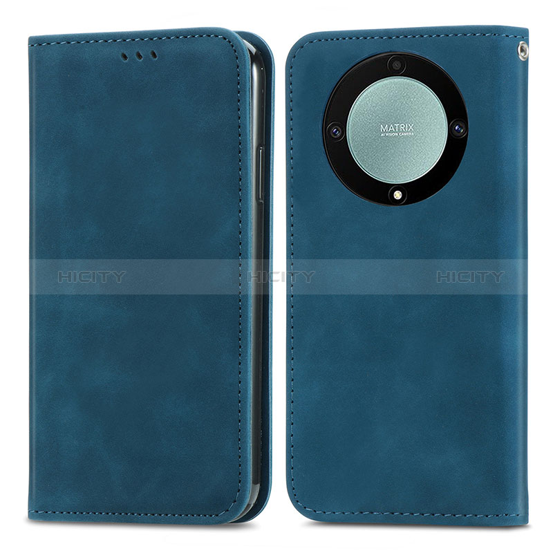 Custodia Portafoglio In Pelle Cover con Supporto S04D per Huawei Honor Magic5 Lite 5G Blu