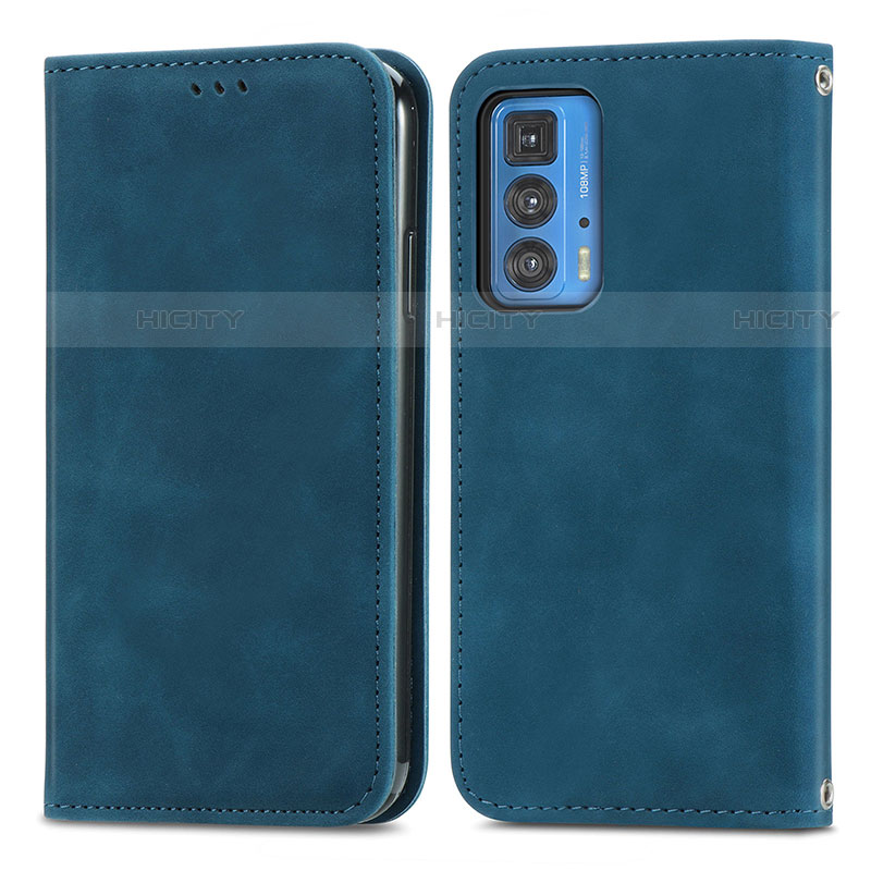 Custodia Portafoglio In Pelle Cover con Supporto S04D per Motorola Moto Edge 20 Pro 5G Blu