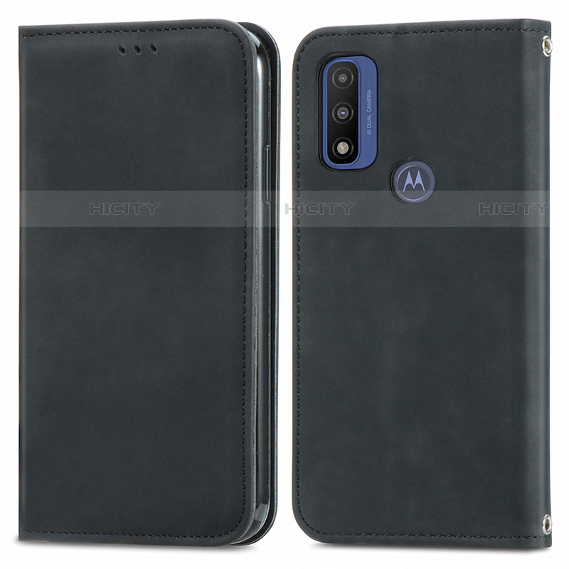 Custodia Portafoglio In Pelle Cover con Supporto S04D per Motorola Moto G Pure Nero