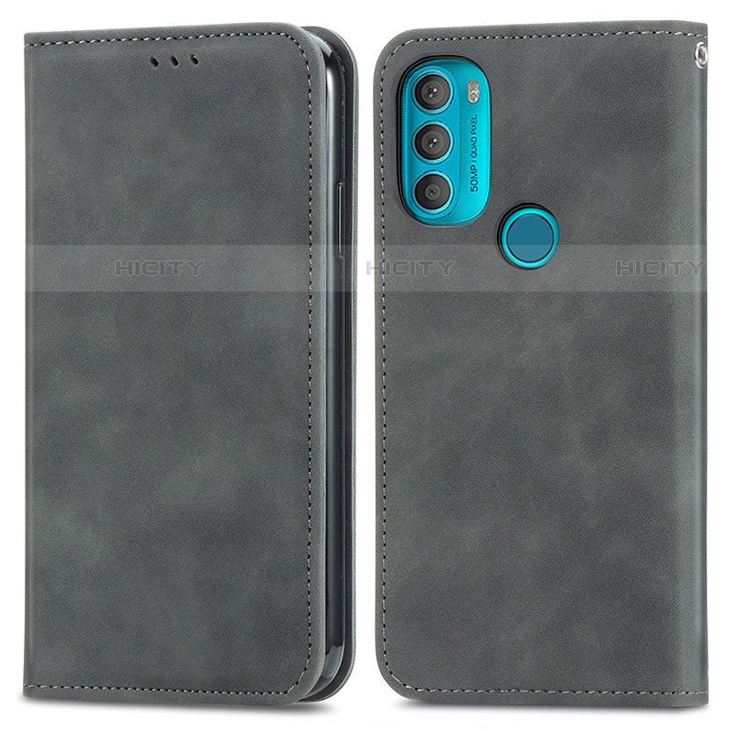 Custodia Portafoglio In Pelle Cover con Supporto S04D per Motorola Moto G71 5G Grigio