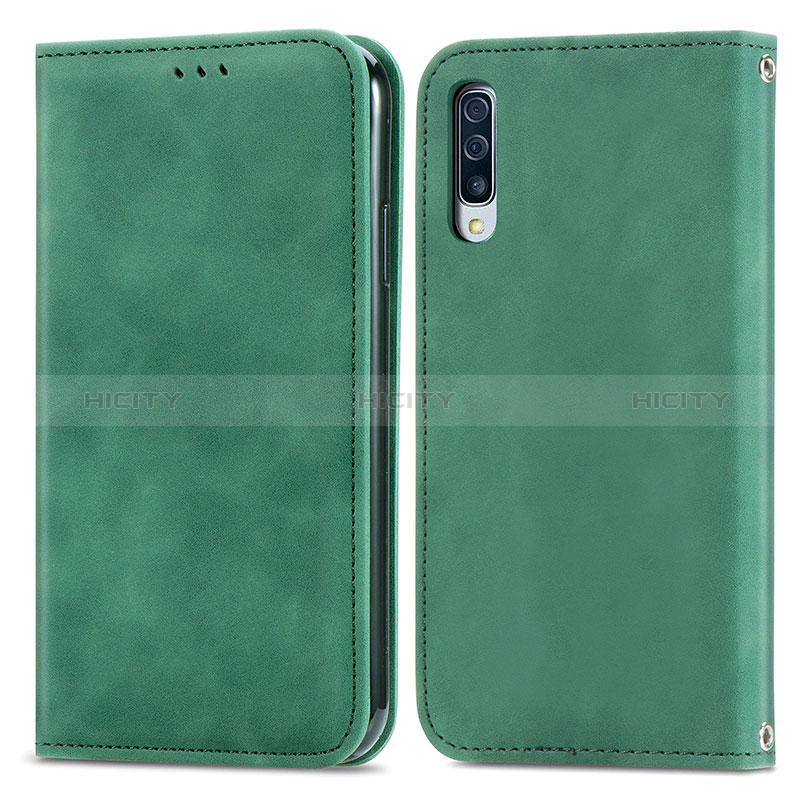 Custodia Portafoglio In Pelle Cover con Supporto S04D per Samsung Galaxy A50S Verde