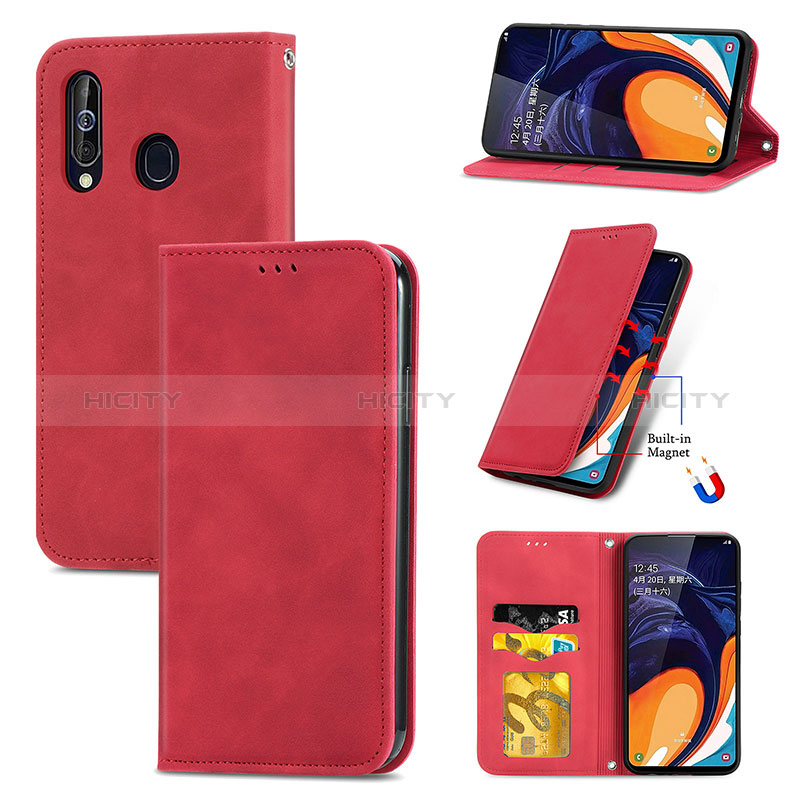 Custodia Portafoglio In Pelle Cover con Supporto S04D per Samsung Galaxy A60