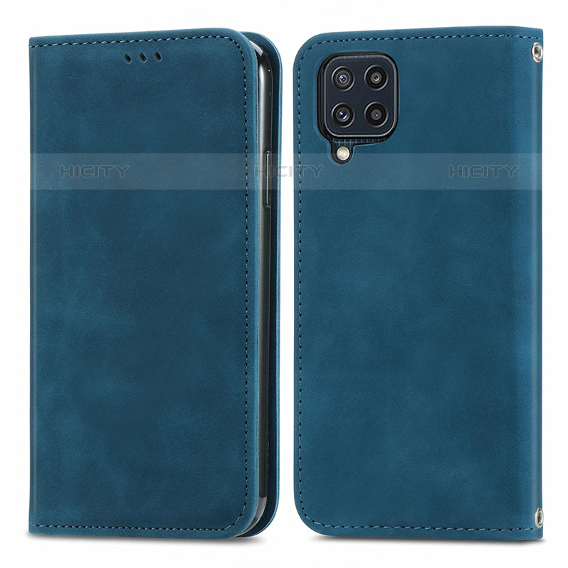 Custodia Portafoglio In Pelle Cover con Supporto S04D per Samsung Galaxy M32 4G Blu